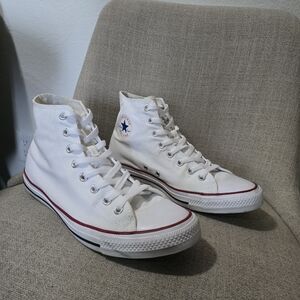 Converse Classic White High-Tops with Red Accents